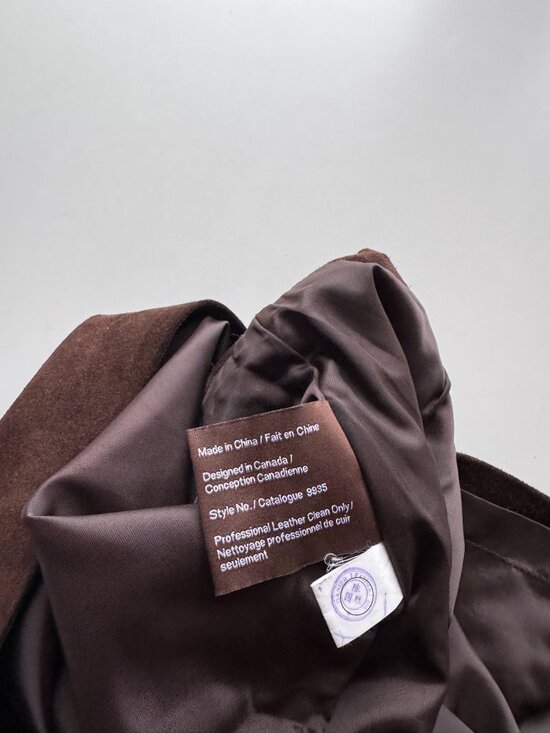 Vintage 00's DANIER Brown 100% Leather Suede Western A-Line Mini Skirt, Size 6 - Picture 11 of 15